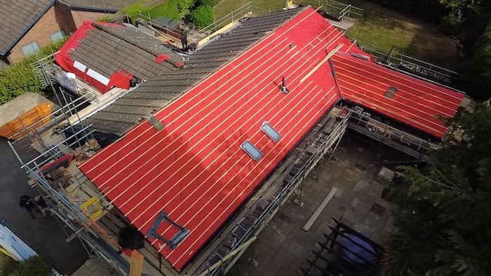 New treated timber battens laid across the roof in High Wycombe