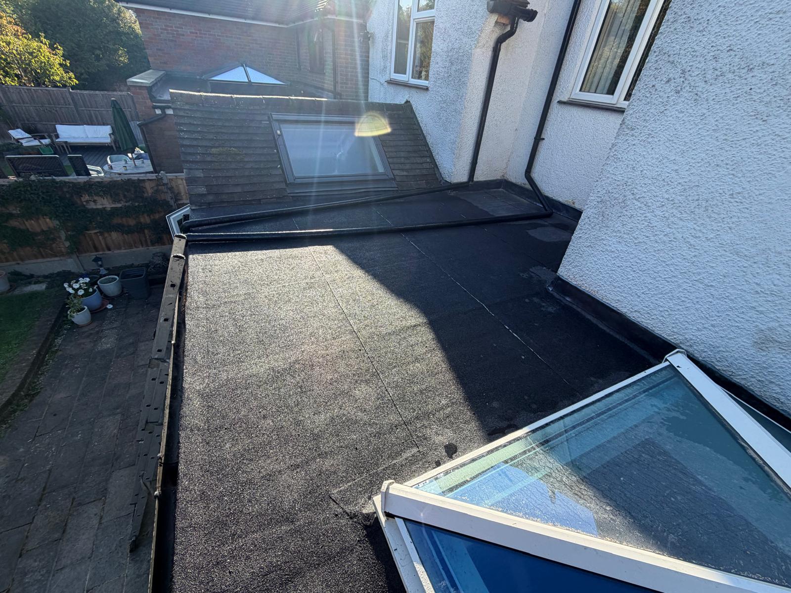 Completed flat roof around rooflights in Amersham