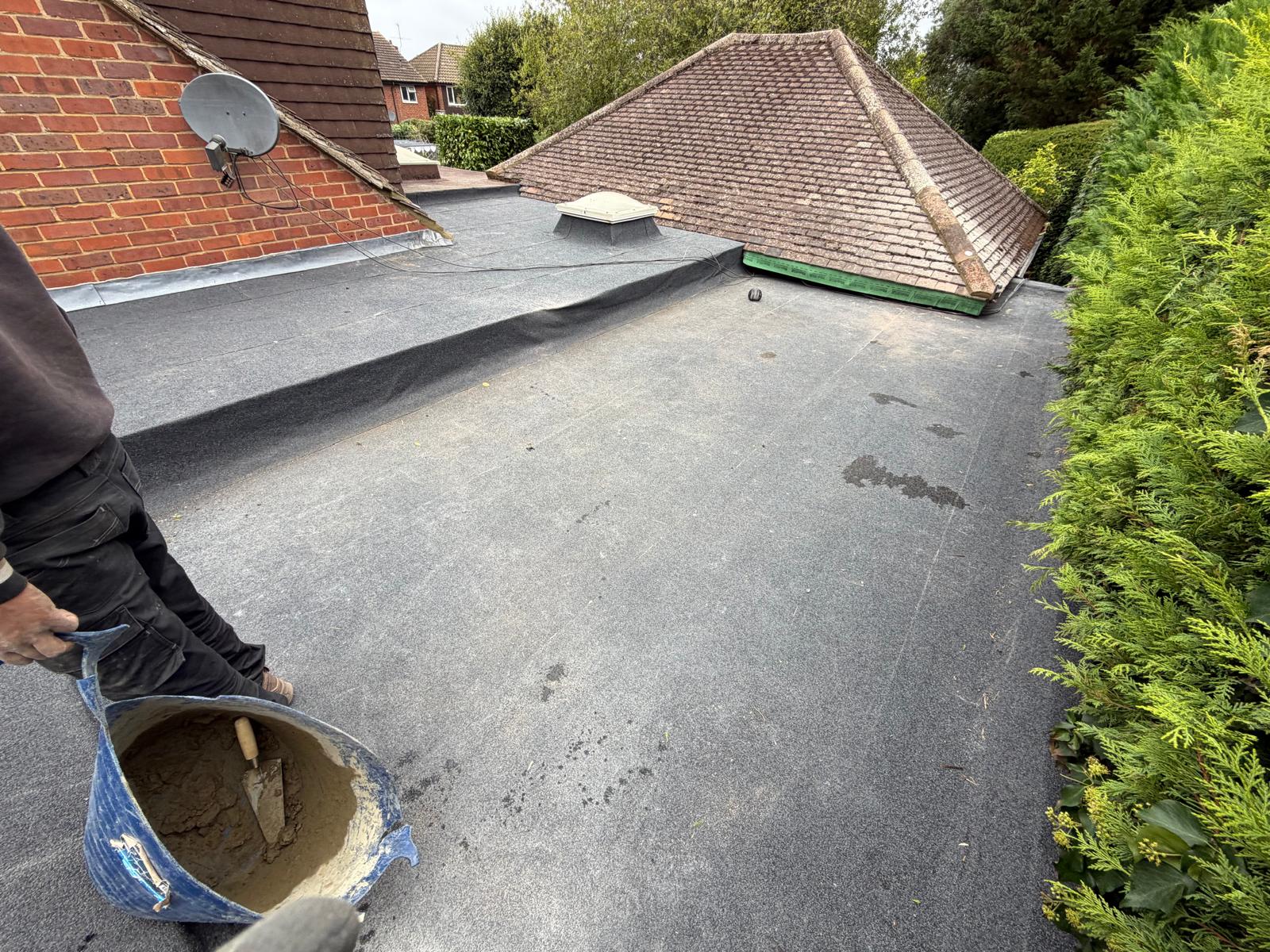 Completed 3-layer torch-on felt flat roof in Chesham