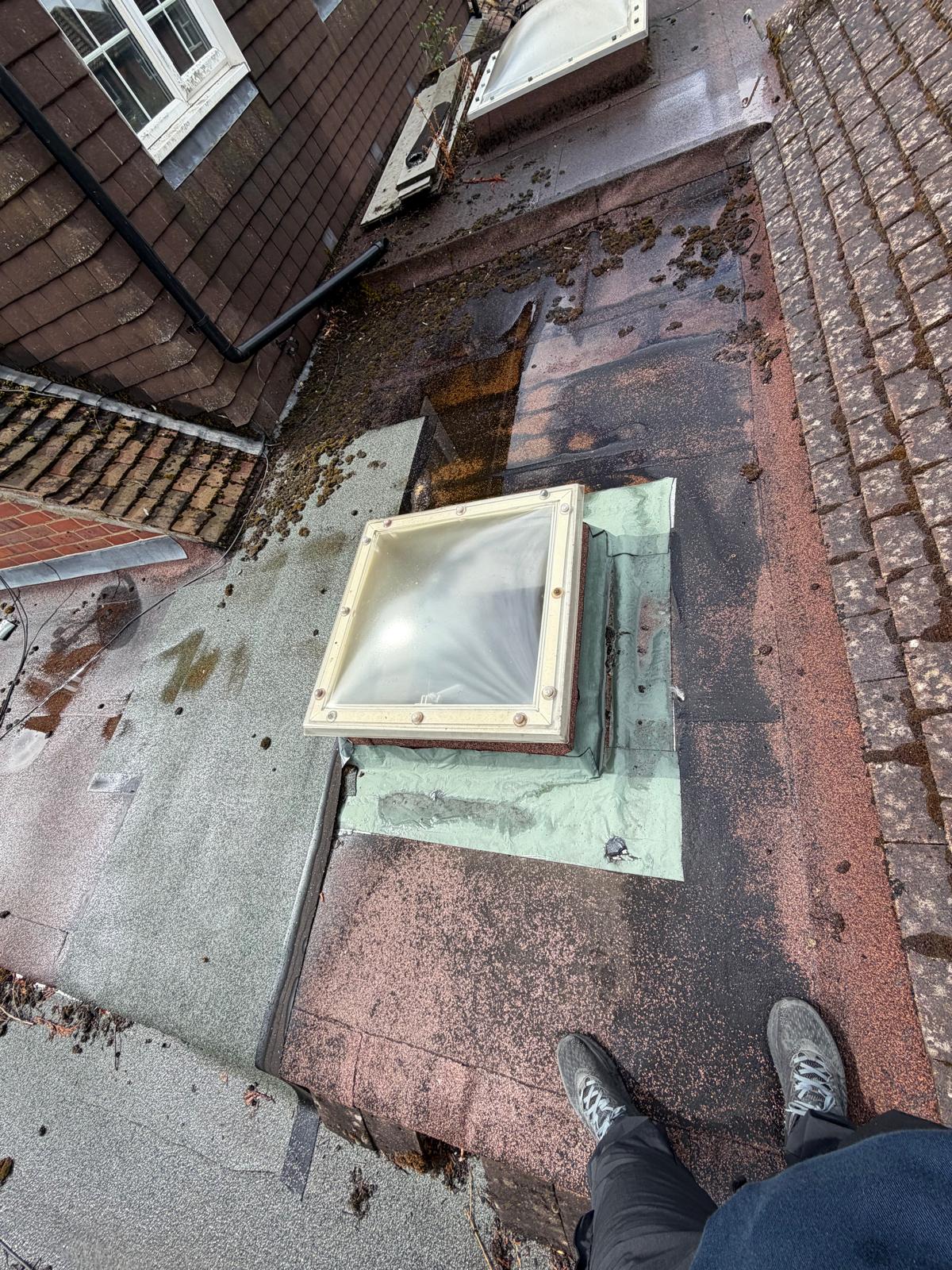 Chesham flat roof before the torch-on felt replacement