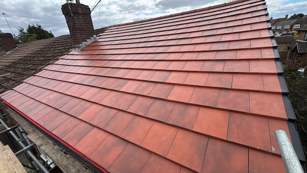 Close-up of the finished tile covering on the Beaconsfield roof