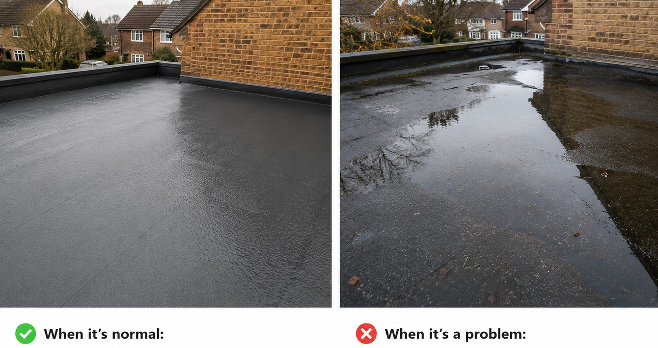 Ponding water on a flat roof