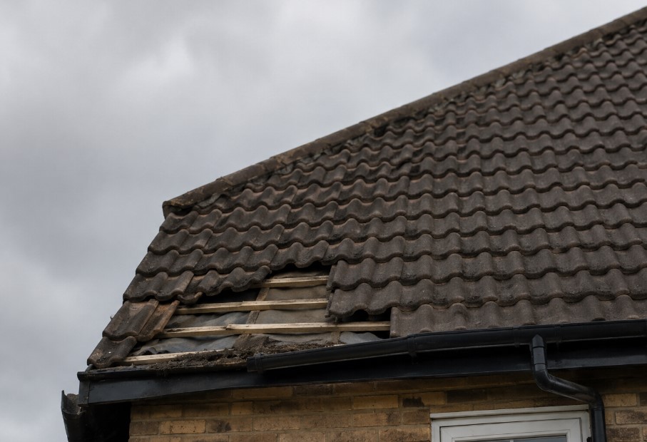 slipped roof tiles